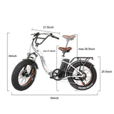 NAKTO Folding Fat Tire Foldable Electric Bike OX Steady 20"