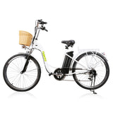 NAKTO Camel Step Through City Electric Bicycle 26" with Plastic Basket