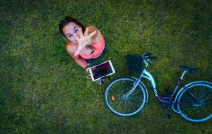 woman with electronic bike