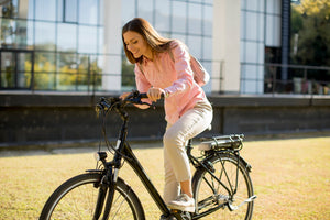 Woman riding an e-bike