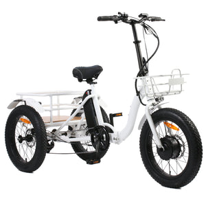 EUNORAU Electric Foldable Commuter Trike with Cargo